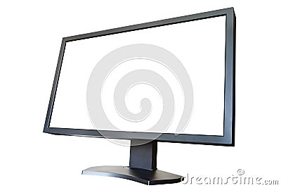 Computer Monitor with blank white screen Stock Photo