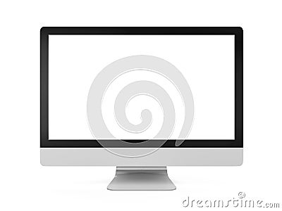 Computer Monitor with Blank White Screen Isolated Stock Photo