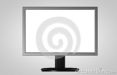 Computer Monitor with Blank White Screen Isolated Stock Photo