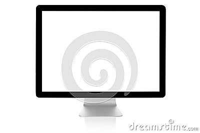 Computer monitor with blank white screen Stock Photo