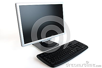 Computer Monitor and Keyboard Stock Photo