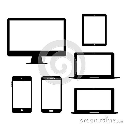 Computer monitor laptop tablet Mobile Phone Electronic gadgets Vector Icon Vector Illustration