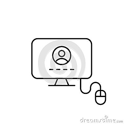 Computer monitor with login field and mouse. Secure user account entry. Pixel perfect, editable stroke icon Vector Illustration
