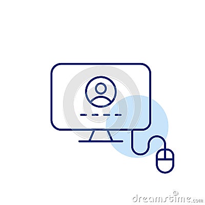 Computer monitor with login field and mouse. Secure user account entry. Pixel perfect vector icon Vector Illustration