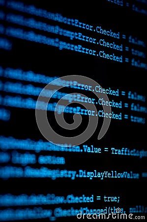 Computer monitor with programming source code Stock Photo