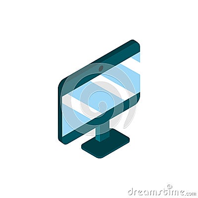 Computer monitor social media isometric icon Vector Illustration