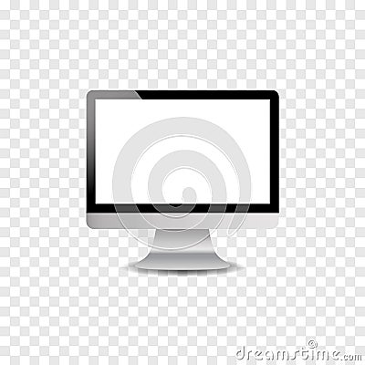 Computer monitor on table front, backside illustration Cartoon Illustration