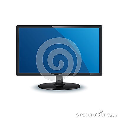 Computer monitor wide screen on white background Vector Illustration