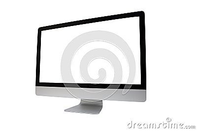 Computer monitors with blank white screen Isolated on white back Stock Photo
