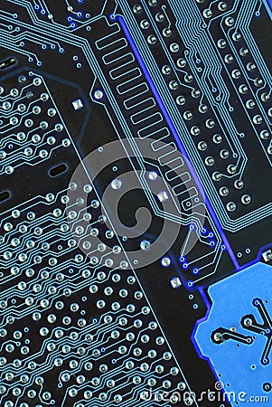 Computer motherboard - circuits Stock Photo