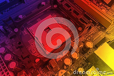 Electronic components on circuits board Stock Photo