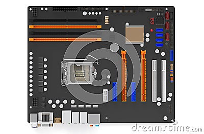 Computer motherboard top view Stock Photo