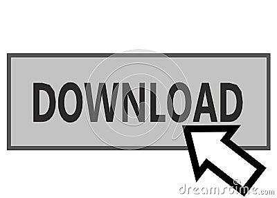 A computer mouse arrow cursor clicking on a tab named download Cartoon Illustration