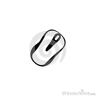 Computer mouse in black and white style Cartoon Illustration