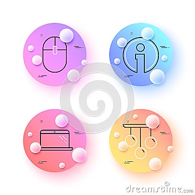 Computer mouse, Ceiling lamp and Laptop minimal line icons. For web application, printing. Vector Vector Illustration