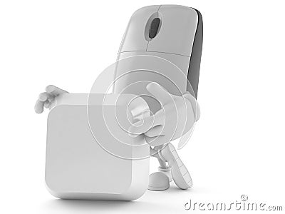 Computer mouse character with blank keyboard key Stock Photo