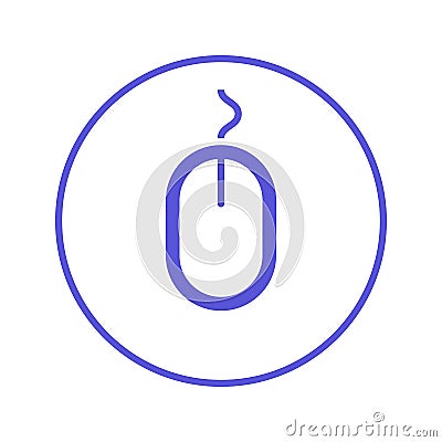 Computer mouse circular line icon. Round sign. Flat style vector symbol Vector Illustration