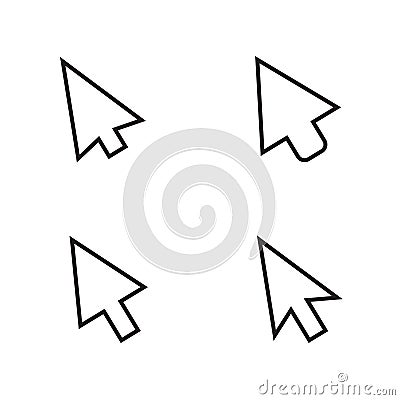 Computer mouse cursor line icon in flat style. Arrow cursor vector illustration on white isolated background Cartoon Illustration