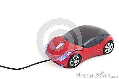 Computer mouse in form toy red sports car Stock Photo