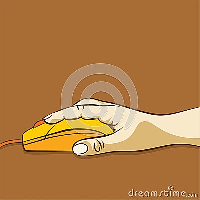 Computer mouse in hand design Vector Illustration