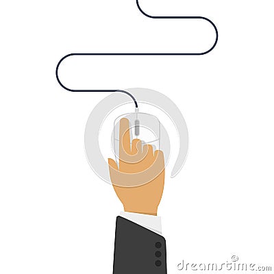 Computer mouse in hand Vector Illustration