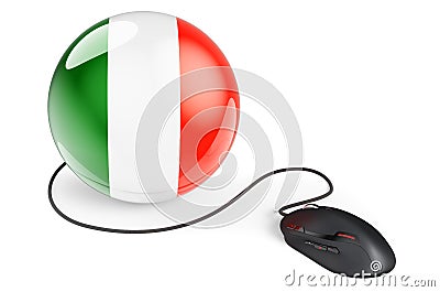 Computer mouse with Irish flag. Internet network in Ireland concept. 3D rendering Stock Photo
