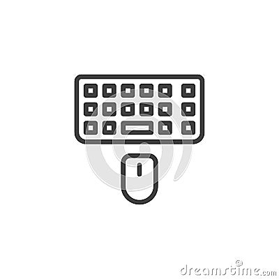Computer mouse and keyboard line icon Vector Illustration