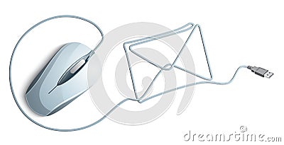 Computer mouse with mail envelope Vector Illustration