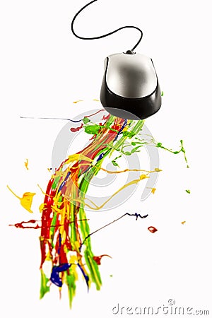 Computer mouse making paint splash Stock Photo