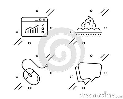 Computer mouse, Skin care and Web traffic icons set. Speech bubble sign. Pc device, Face cream, Website window. Vector Vector Illustration