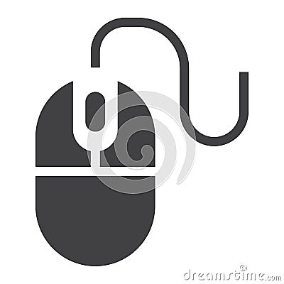 Computer mouse solid icon, click and website Vector Illustration