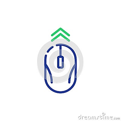 Computer Mouse Swipe Move Arrow Line Icon. Mouse PC Scroll Up Linear Pictogram. Wireless Computer Tool Navigation Vector Illustration