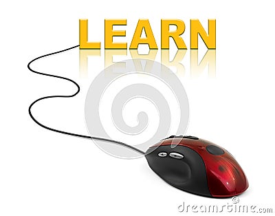 Computer mouse and word Learn Stock Photo