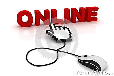 Computer mouse and the word Online Stock Photo