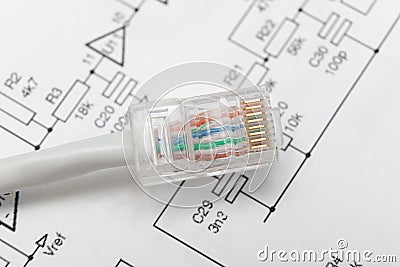 Computer network cable (RJ45) Stock Photo