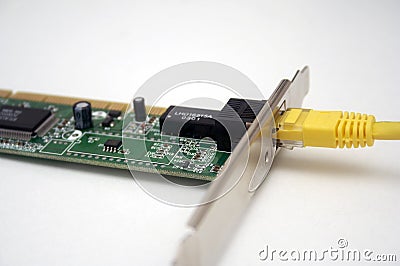 Computer network card and cable Stock Photo