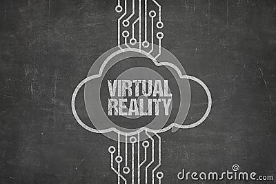 Computer Network Connecting To Virtual Reality Text In Cloud Stock Photo