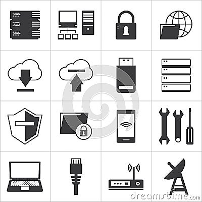 Computer network and database icon Vector Illustration