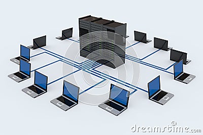 Computer Network with server Stock Photo
