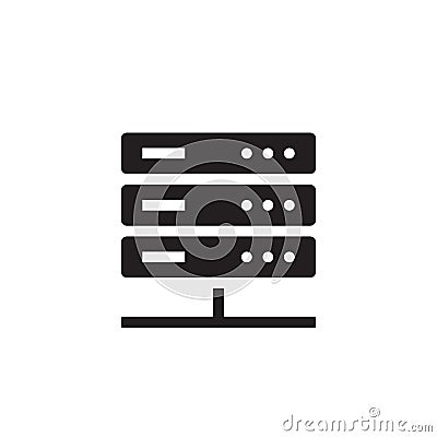 Computer network server - black icon vector illustration. Vector Illustration