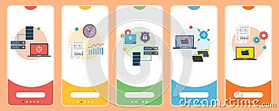 Computer, network, wireless, connection, server and data ?icons. Concepts of Vector Illustration