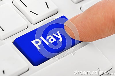 Computer notebook keyboard with Play key Stock Photo