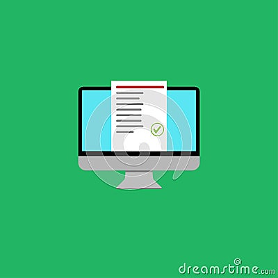 computer online education test list approved design Vector Illustration