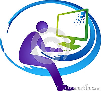 Computer operator logo Vector Illustration