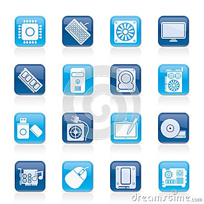 Computer part icons Vector Illustration