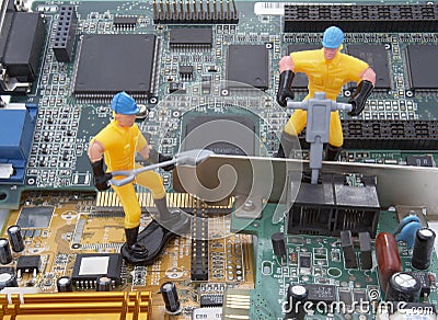 Computer parts repair worker 3 Stock Photo