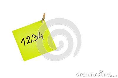 Computer password written on a yellow memo-stick computer passwords Stock Photo
