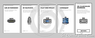 Computer Pc Monitor Onboarding Icons Set Vector Vector Illustration