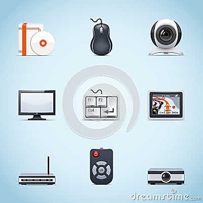 Computer peripherals icons Vector Illustration