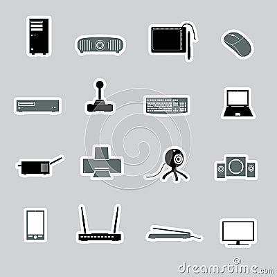Computer peripherals stickers eps10 Vector Illustration